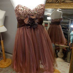 Pink and Brown Short Dress